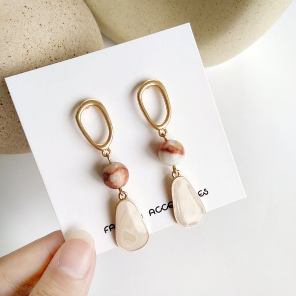 S925 NATURAL STONE EARRINGS - Picture 10 of 11